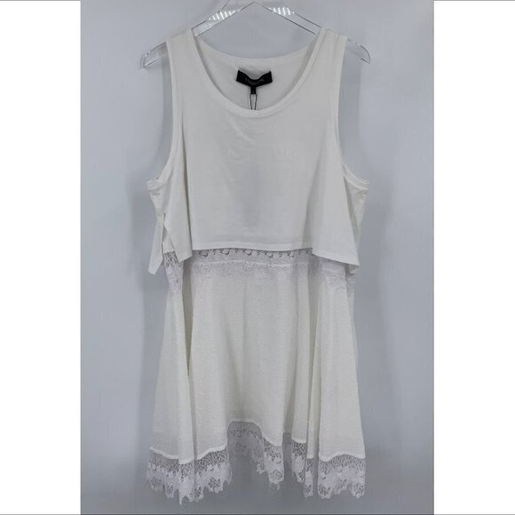 Thakoon Dresses & Skirts - Thakoon Lace embroidered tank dress white knit mesh a-line skirt new X-Large XL